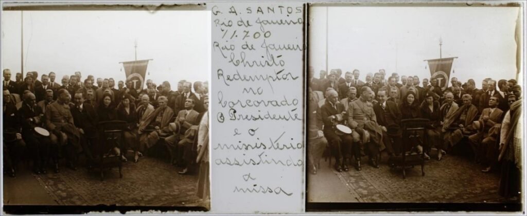 Missa de inauguração da estátua do Cristo Redentor; entre os presentes, Getúlio e Darcy Vargas - Santos, Guilherme (1931/10/12)