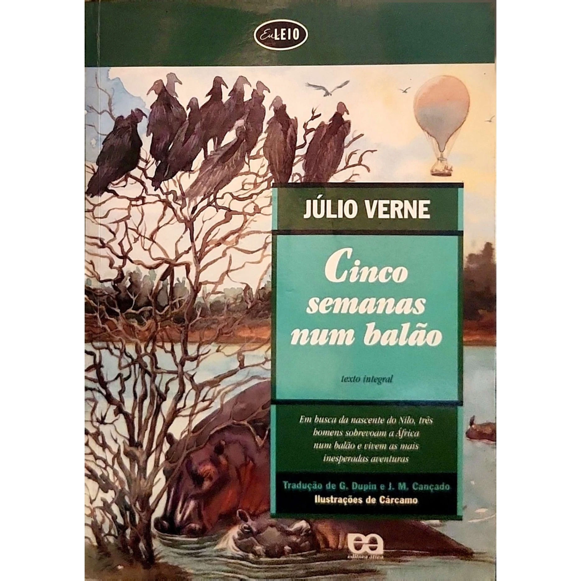 Capa do livro Cinco Semanas num Balão de Júlio Verne edição usada aventura clássica